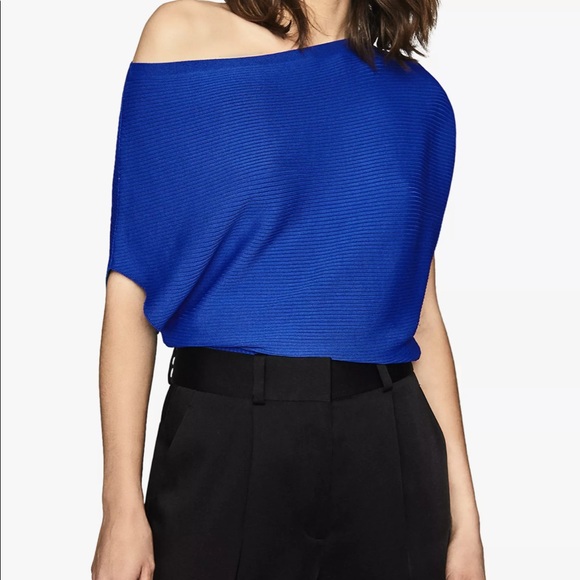 Reiss Tops - Reiss Meryl Drape Sleeve Top, Cobalt Blue